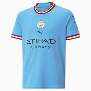 Manchester City F.C. Youth Football Home Replica Jersey, Team Light Blue-Intense Red, extralarge-IND