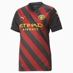 Manchester City F.C. Away 22/23 Replica Women's Regular Fit Jersey, Puma Black-Tango Red, extralarge-IND