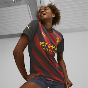 Manchester City F.C. Away 22/23 Replica Women's Regular Fit Jersey, Puma Black-Tango Red, extralarge-IND