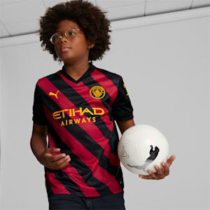 Manchester City F.C. Away '22/'23 Big Kids' Replica Jersey, Puma Black-Tango Red, extralarge