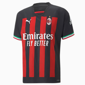 Camiseta original de local A.C. Milan 22/23 para hombre, Puma Black-Tango Red