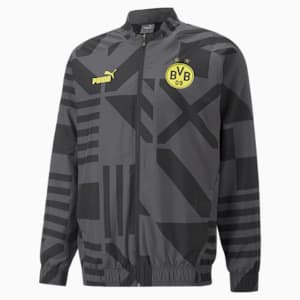 Chaqueta de fútbol de concentración Borussia Dortmund para hombre, Puma Black-Asphalt