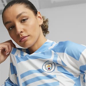 Manchester City F.C. Football Prematch Jersey Women, Puma White-Team Light Blue