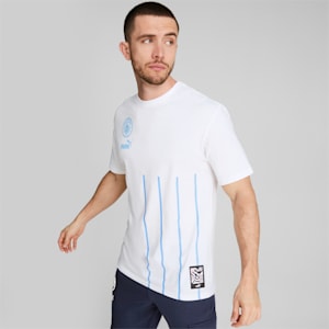 メンズ マンチェスター シティー MCFC フットボールカルチャー 半袖 Tシャツ, Puma White-Team Light Blue