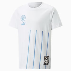 Manchester City F.C. ftblCulture Tee Youth, Puma White-Team Light Blue