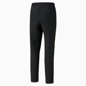 BVB Prematch Men's Football Woven Pants, Puma Black-Safety Yellow