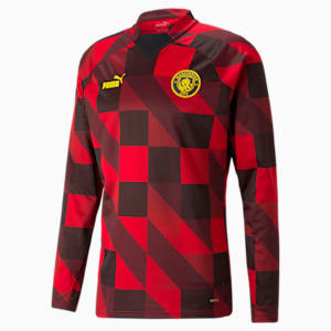 メンズ マンチェスター シティー MCFC プレマッチ 長袖 シャツ, Tango Red -PUMA Black