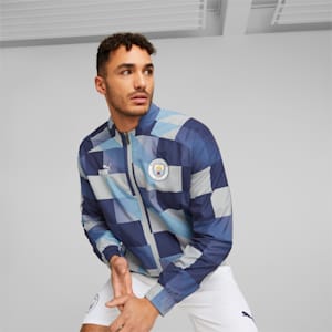 Manchester City F.C. Prematch Jacket Men, Cool Mid Gray-PUMA Navy