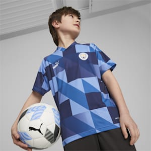 キッズ マンチェスター シティー MCFC プレマッチ 半袖 シャツ 116-152cm, Lake Blue-PUMA Navy