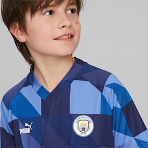 キッズ マンチェスター シティー MCFC プレマッチ 半袖 シャツ 116-152cm, Lake Blue-PUMA Navy