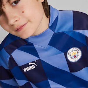 Manchester City F.C. Prematch Sweatshirt Youth, Lake Blue-PUMA Navy