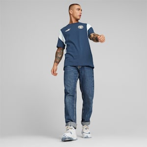 メンズ マンチェスター シティー MCFC フットボールアーカイブ 半袖 Tシャツ, Marine Blue-Nitro Blue
