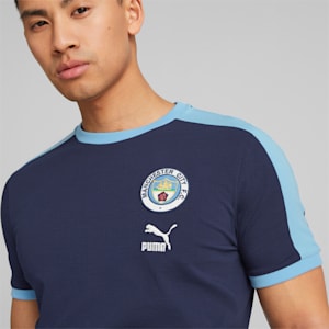 メンズ マンチェスター シティー MCFC フットボールヘリテージ 半袖 Tシャツ, PUMA Navy-Team Light Blue