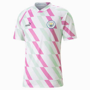 メンズ マンチェスター シティー MCFC プレマッチ 半袖 シャツ, PUMA White-Mist Green-Mauve Pop