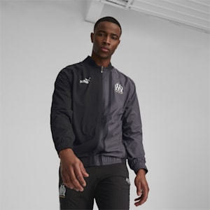 Olympique de Marseille Prematch Jacket Men, PUMA Black-Strong Gray-PUMA Silver