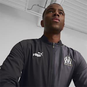 Olympique de Marseille Prematch Jacket Men, PUMA Black-Strong Gray-PUMA Silver