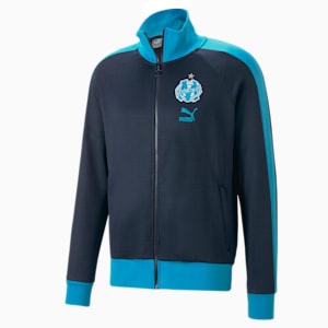 Olympique de Marseille ftblHeritage T7 Track Jacket Men, Parisian Night-Bleu Azur-French Night - Bleu Azur