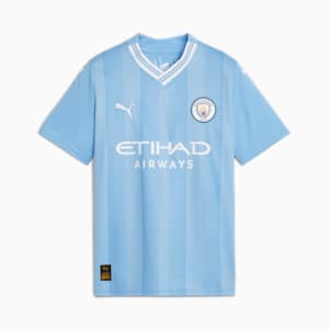 Manchester City 23/24 Big Kids' Replica Home Jersey, Team Light Blue-PUMA White, extralarge