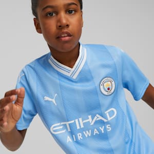 Manchester City 23/24 Big Kids' Replica Home Jersey, Team Light Blue-PUMA White, extralarge