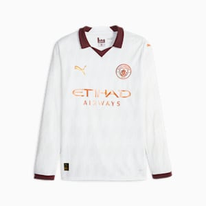 Manchester City Football 23/24 Long Sleeve Away Jersey, PUMA White-Aubergine, extralarge-GBR