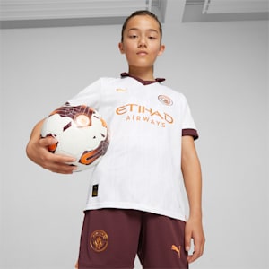 Manchester City 23/24 Youth Football Away Jersey, PUMA White-Aubergine, extralarge-IND