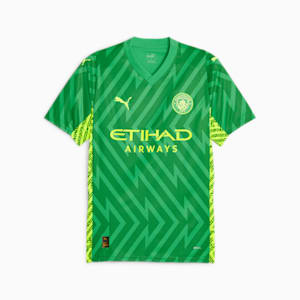 Manchester City Men's Goalkeeper Short Sleeve Jersey, Grassy Green-Yellow Alert
