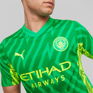 Manchester City Men's Goalkeeper Short Sleeve Jersey, Grassy Green-Yellow Alert, extralarge-GBR