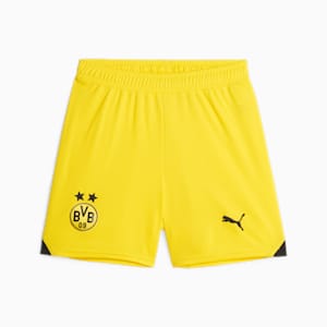 Borussia Dortmund Youth Football Shorts, Cyber Yellow-PUMA Black