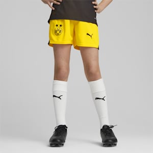 Borussia Dortmund Youth Football Shorts, Cyber Yellow-PUMA Black
