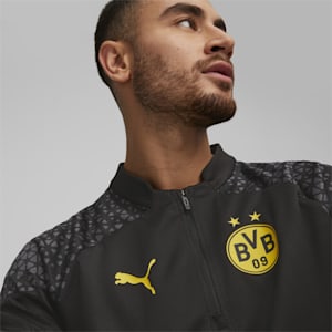 Borussia Dortmund Soccer Men's Quarter-Zip Training Top, PUMA Black-Cyber Yellow, extralarge