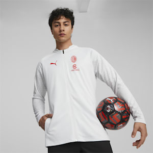 AC Milan Men's Soccer Training Jacket, Feather Gray-For All Time Red, extralarge
