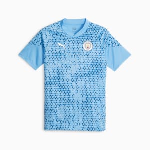 Manchester City Puma Trägershirt mit tief angelegten Ärmeln und Logo in Violett mit Batikprint, Puma Cali Star sneakers in triple white, extralarge