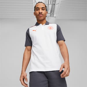 MCFC Casuals Men's Polo T-shirt, PUMA White-Strong Gray, extralarge-IND