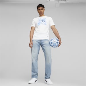 メンズ マンチェスター シティFC FTBLCORE グラフィック Tシャツ, PUMA White-Team Light Blue