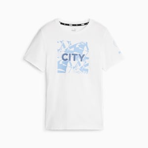 Manchester City FtblCore Youth Graphic Tee, PUMA White-Team Light Blue
