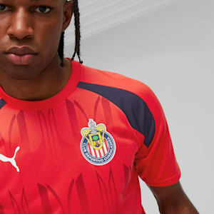 C.D. Guadalajara Soccer Prematch Men's Jersey, PUMA Red-PUMA Navy, extralarge