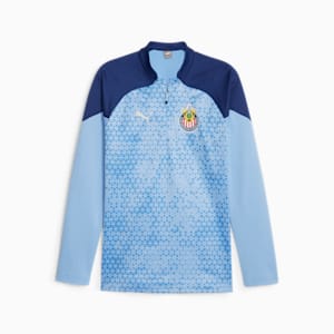 C.D. Guadalajara Soccer Men's Training Fleece, Day Dream-Elektro Blue, extralarge