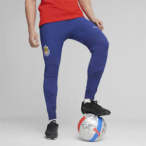 C.D. Guadalajara Men's Soccer Training Pants, Elektro Blue-Puma Silver, extralarge