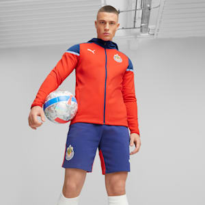 C.D. Guadalajara Soccer Men's Hooded Jacket, PUMA Red-Elektro Blue, extralarge