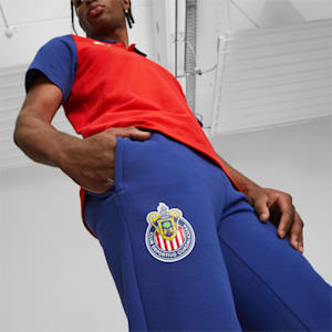 C.D. Guadalajara Men's Soccer Pants, Elektro Blue-PUMA Red, extralarge