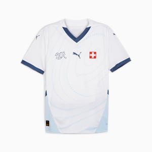 Jersey de fútbol de equipo visitante de Suiza 2024 para hombre, PUMA White-Icy Blue, extralarge