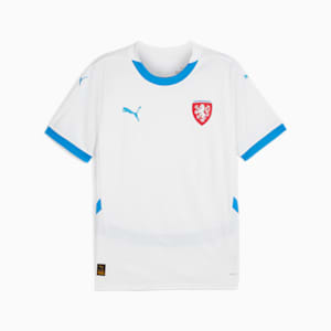 Czech Republic Football 2024 Men's Away Soccer Jersey, PUMA White-Ignite Blue, extralarge