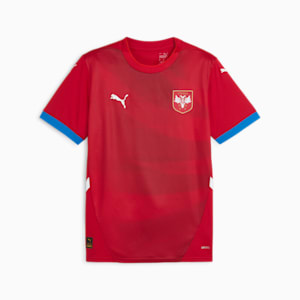 Serbia 2024 Men's Home Soccer Jersey, Dark Cherry-PUMA Team Royal, extralarge