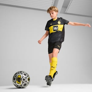 Borussia Dortmund 24/25 Big Kids' Replica Away Soccer Jersey, PUMA Black-Faster Yellow, extralarge