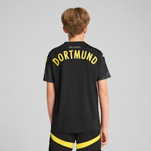 Borussia Dortmund 24/25 Big Kids' Replica Away Soccer Jersey, PUMA Black-Faster Yellow, extralarge