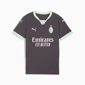 AC Milan 24/25 Big Kids' Third Soccer Jersey, Shadow Gray-Fresh Mint, extralarge