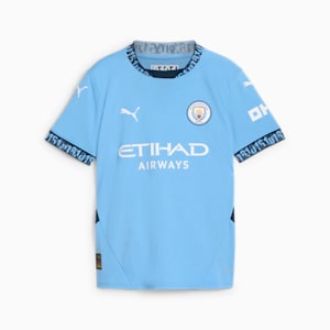 Manchester City 24/25 Big Kids' Home Soccer Jersey, Team Light Blue-Marine Blue, extralarge