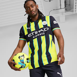 Manchester City 24/25 Away Authentic Men's Soccer Jersey, New Navy-Yellow Glow, extralarge