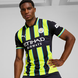 Manchester City 24/25 Men's Replica Away Soccer Jersey, New Navy-Yellow Glow, extralarge