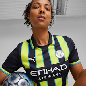 Manchester City 24/25 Away Women's Football Jersey, New Navy-Yellow Glow, extralarge-IND